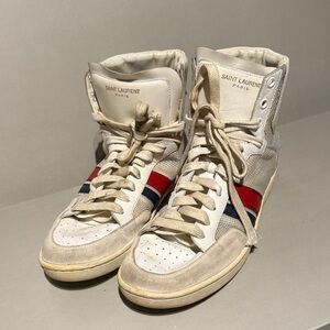 Saint Laurent Beige and Red High-Tops